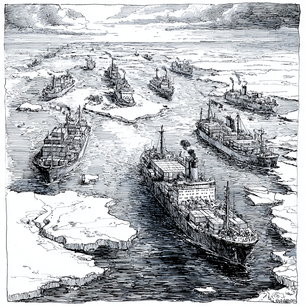 Icebergs and open Arctic water